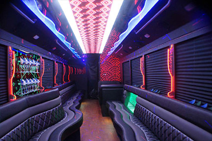 Stylish limousine bus interior design